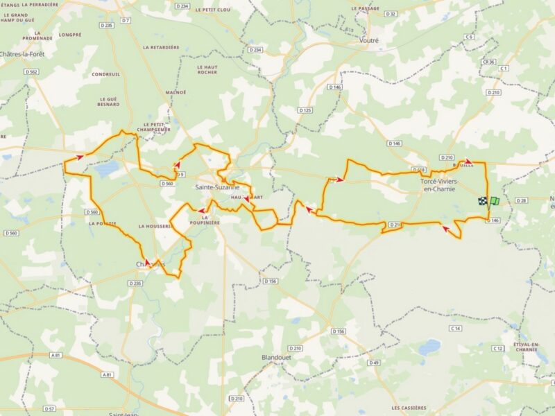Circuit autour de Ste Suzanne, Torce, Viviers en charnie et Chammes – Attelage
