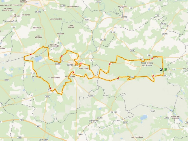 Circuit autour de Ste Suzanne, Torce, Viviers en charnie et Chammes – Cavalier