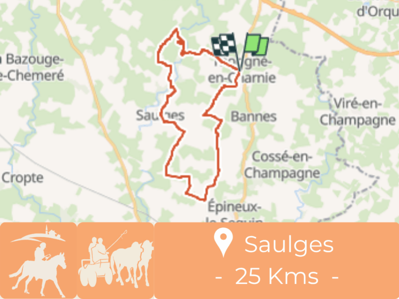 Circuit Autour de Saulges, Chammes, St Jean sur Evre, St Pierre sur Evre et Thorigné en Charnie – Accessible attelage