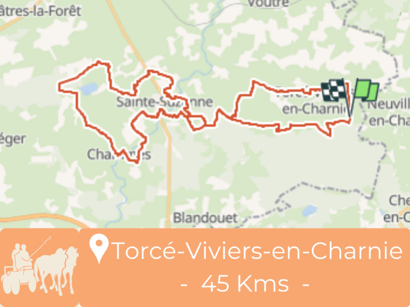 Circuit autour de Ste Suzanne, Torce, Viviers en charnie et Chammes – Attelage