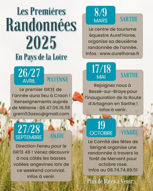 Découvrez toutes nos prochaines randos en 2025 dont l’inauguration de la Route Européenne d’Artagnan en Sarthe